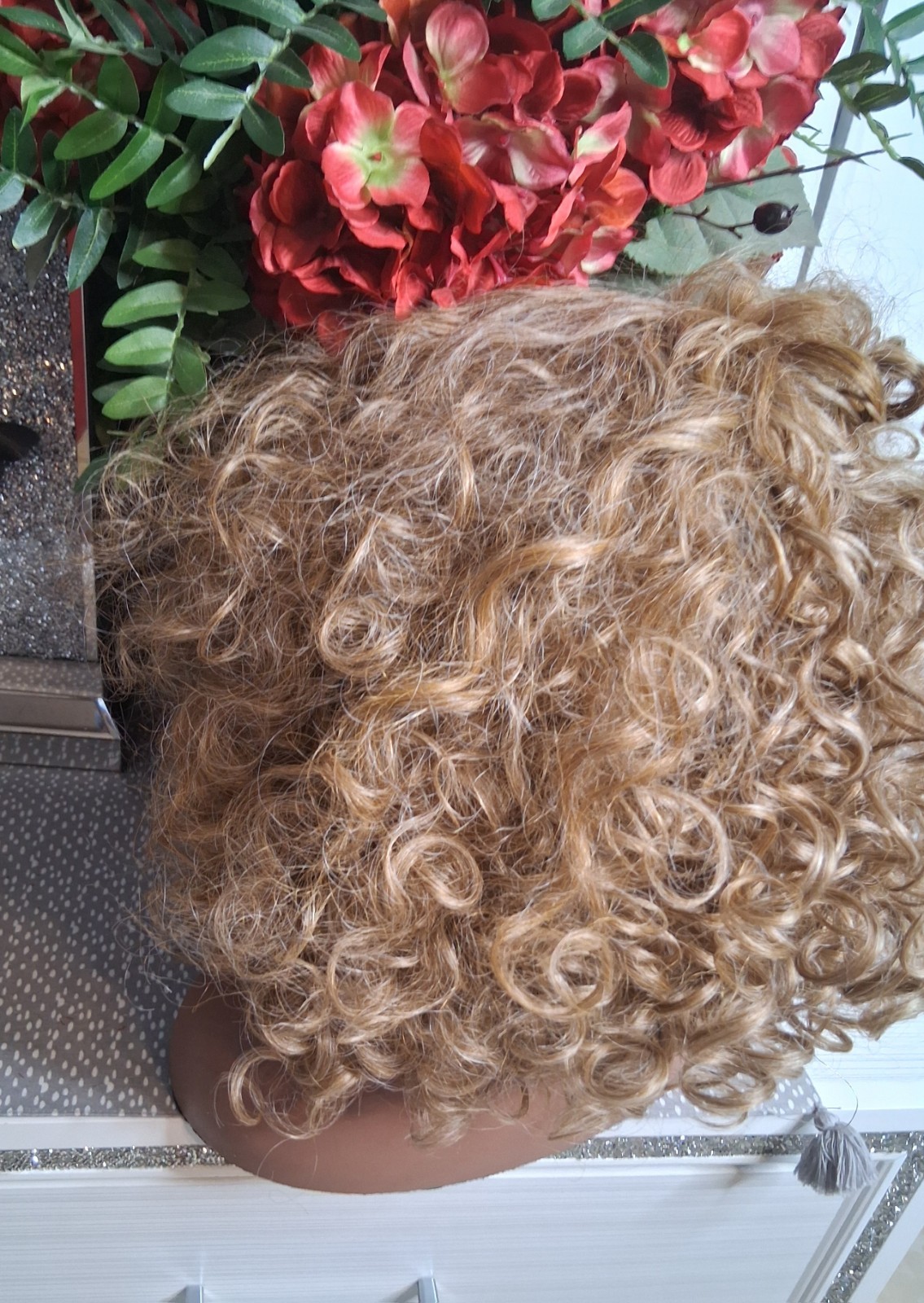 New Honey Golden Blonde Curly Big Hair Afro Lace Front Wig Drag Queens