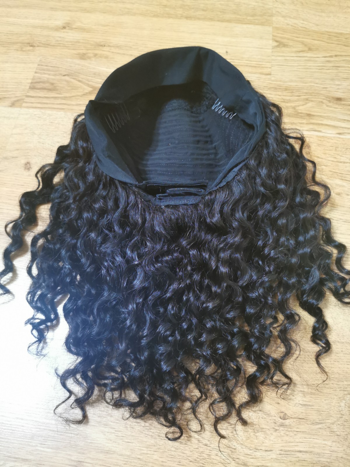 Quality Natural Black Burmese Curly Human Hair Headband Wig 16″
