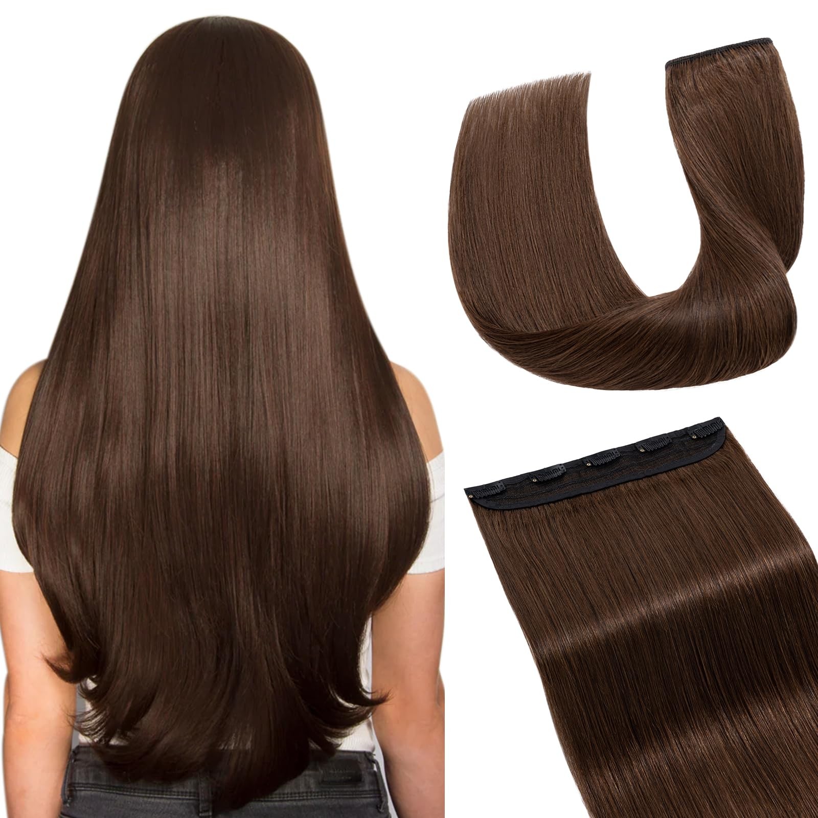 Hairro 22 Inch Clip In Extensions 100 Remy Human Hair 55G One-Piece 5 Clips