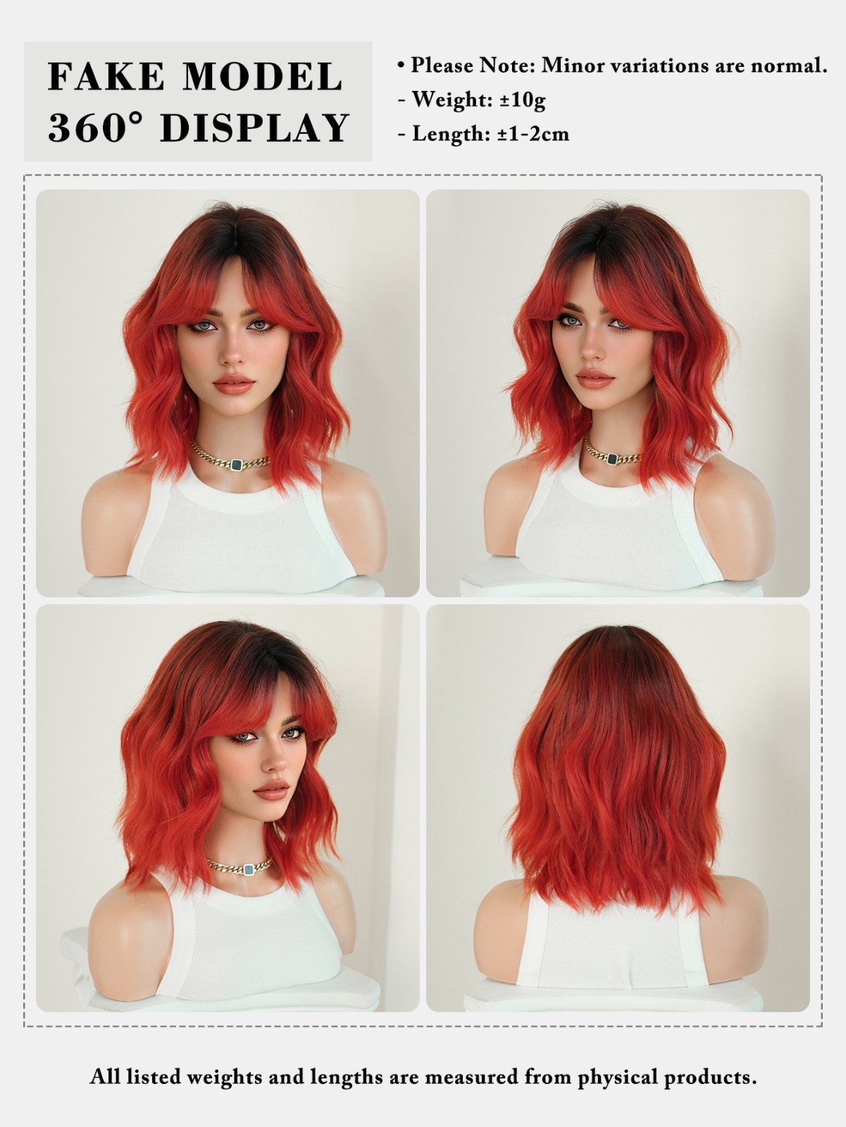 14in Bob wig red color short wavy curly hair synthetic fiber short hair