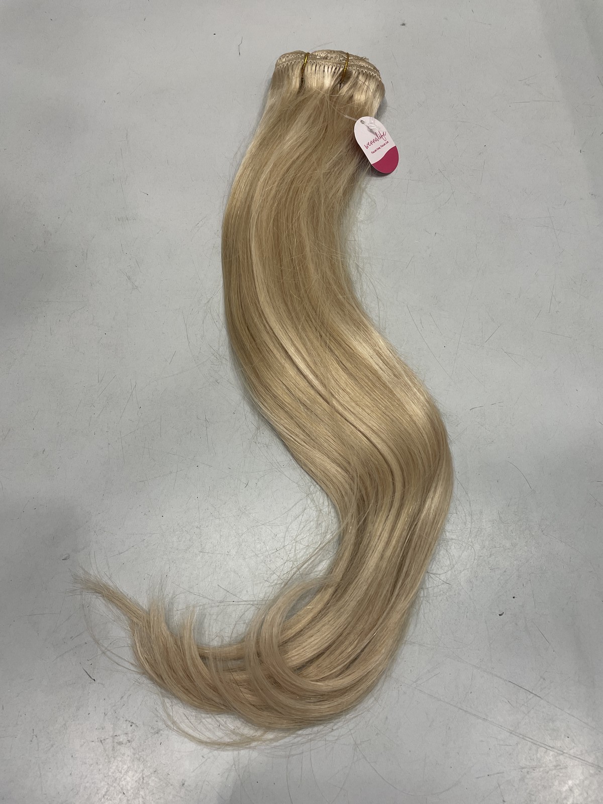 Wennalife Seamless Clip-In Human Hair Extensions 7pcs, Light Blonde 20″