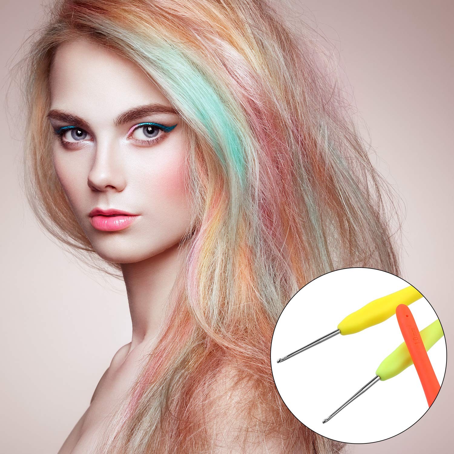 WILLBOND 4 Pieces Hair 1,1.25,1.5,1.75 millimeters, Yellow,Orange,Pink
