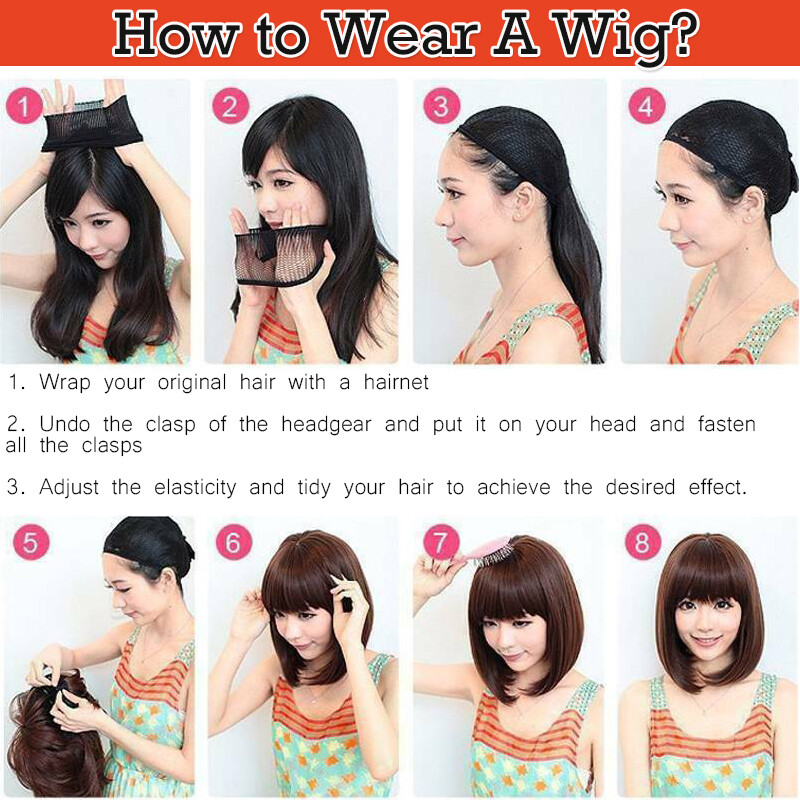 12″+ Women Short Bob Synthetic Lace Front Wig Baby Hair Silky Straight Black US