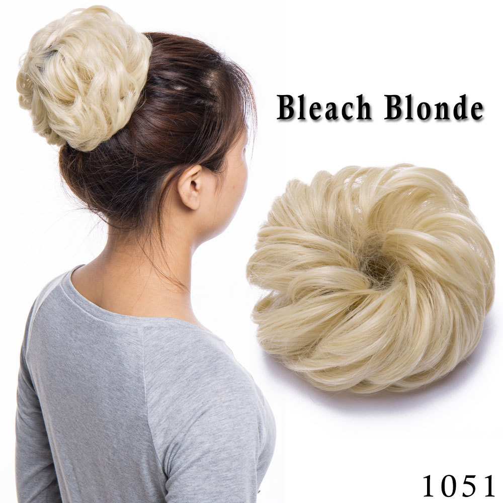 Real Natural Curly Messy Bun Scrunchie Chignon Updo Hair Extensions as Human HYT