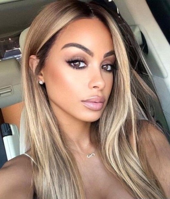 Long Straight Ash Beige Blonde Highlight Wigs Lace Front Wig for Women Daily