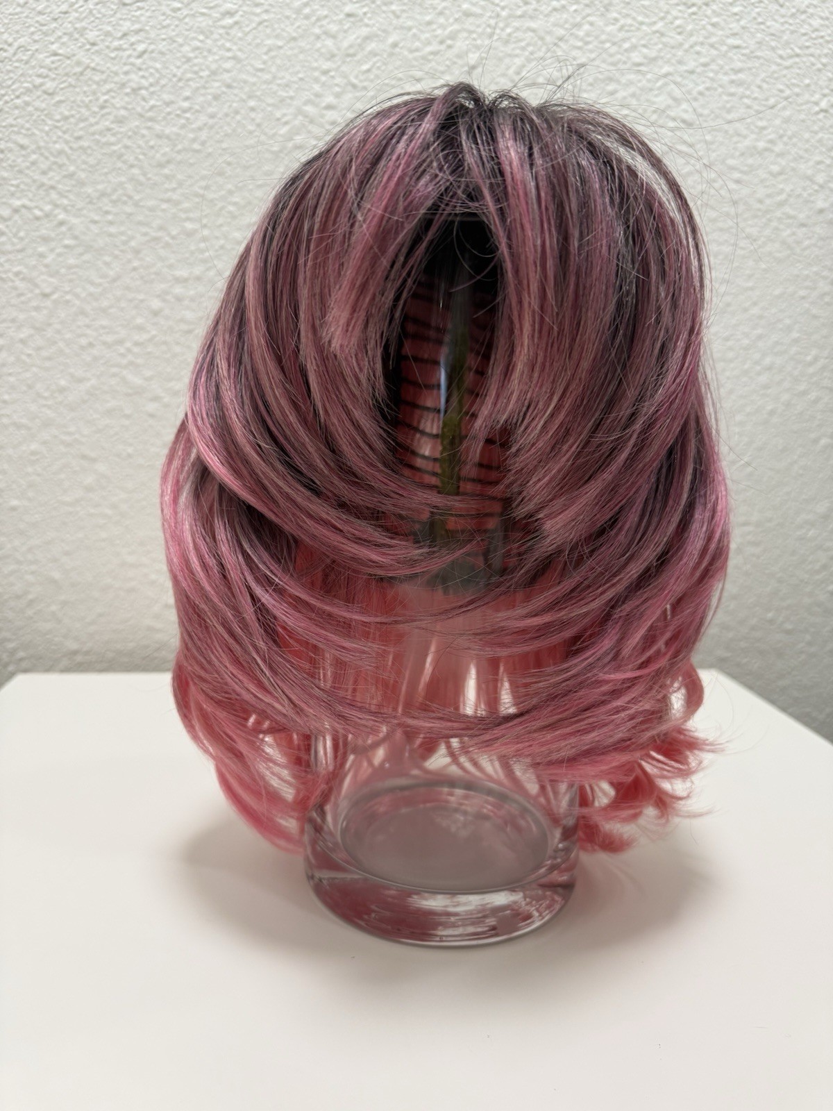 SIS Pink Ombre Short Layered Synthetic Wig – Cosplay, Costume, Everyday Wear