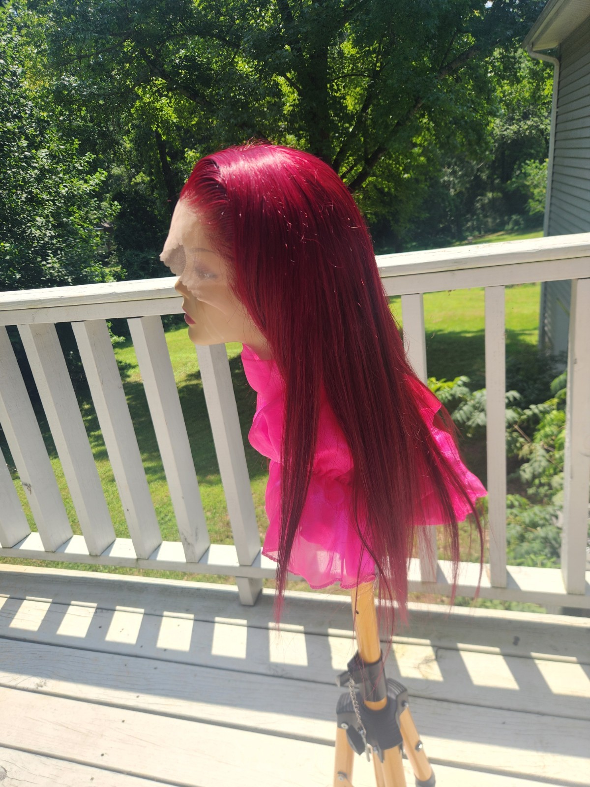 Pre-everything HUMAN BLEND lace Front Wig Straight 99j Free-Part Women