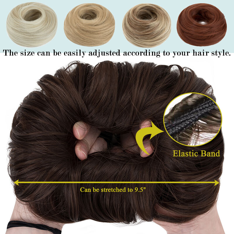 Women Girls Donut Hair Scrunchie Natural Easy Bun Hairpiece Messy Updo Extension