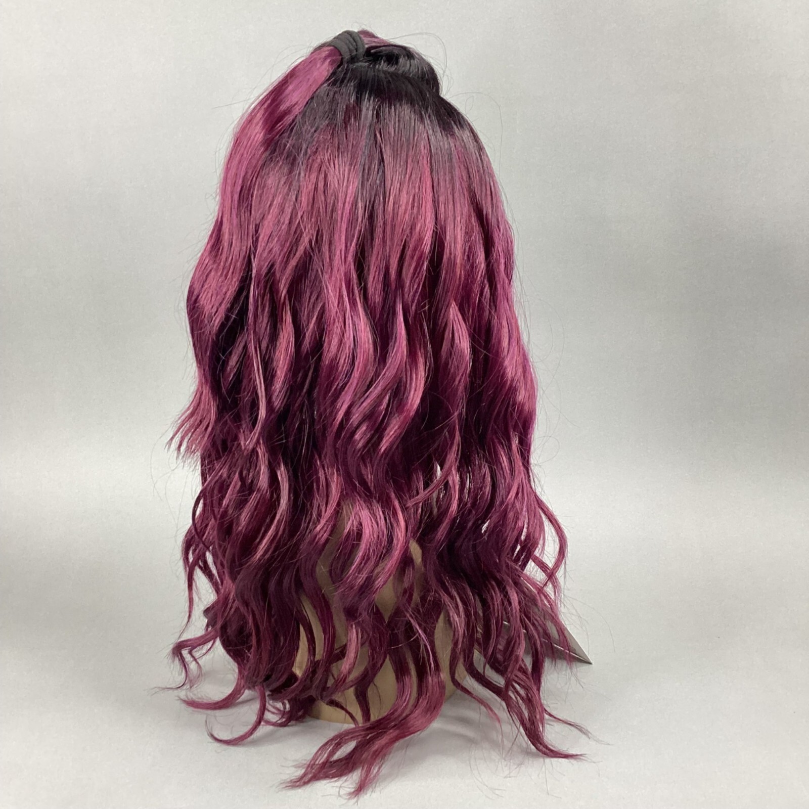 AM Deep Lace Front U-Part Ombre Burgundy Wig Top Pony Ponytail Synthetic