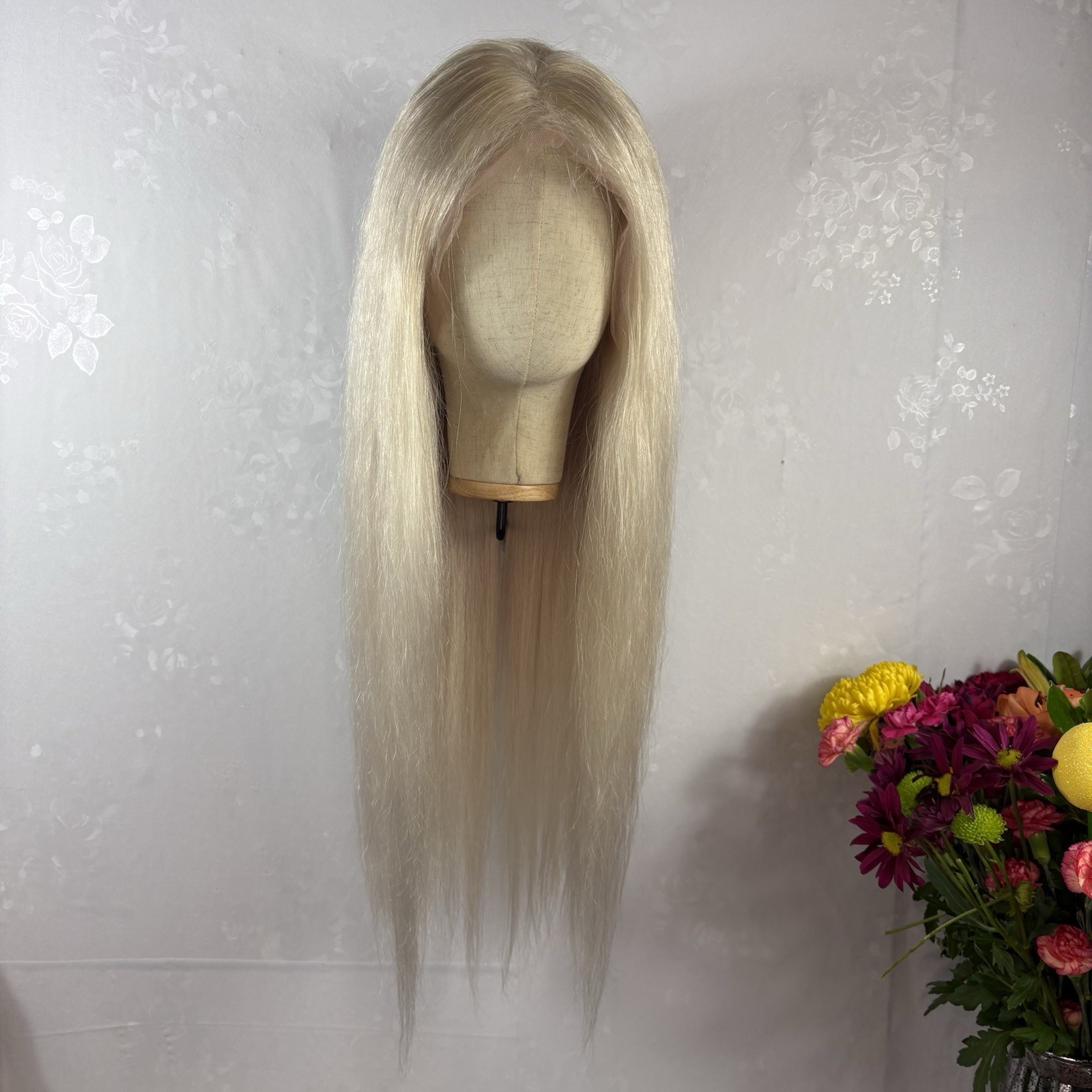 28” 100% BRAZILIAN Human hair Daily wear WIG! Lightest Platinum Ash blonde