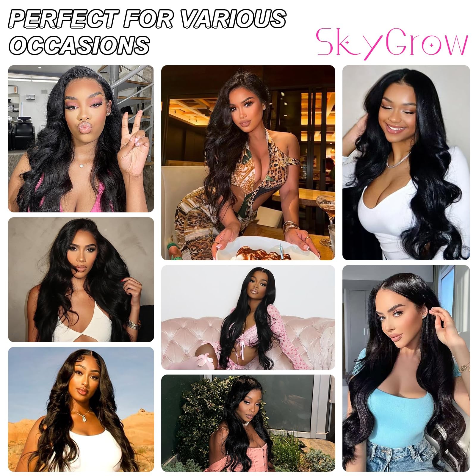Skygrow 13X6 Body Wave Lace Front Wigs Human Hair Wig 250 Density 15A Raw Hd