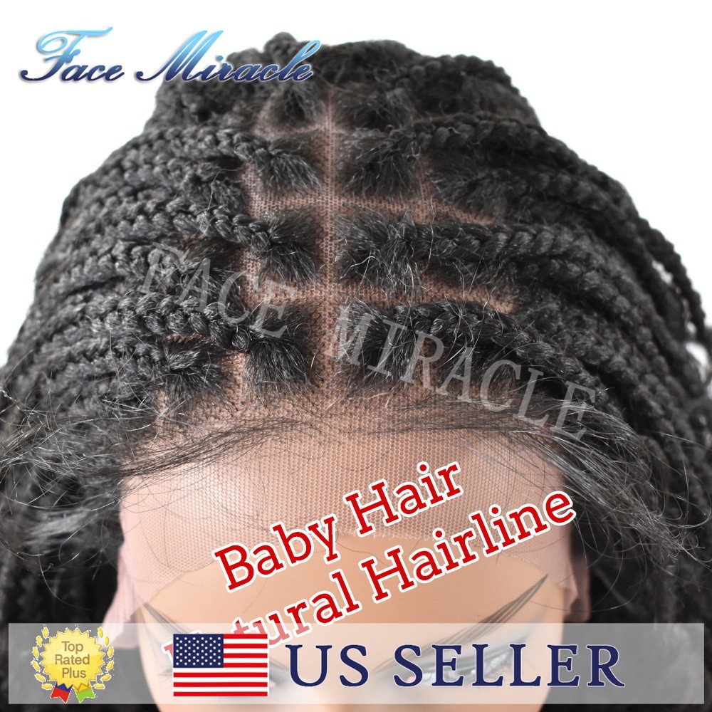 18.5″ Lace Front Box Braided Wig for Black Women Micro Twist Curly Ends Braids