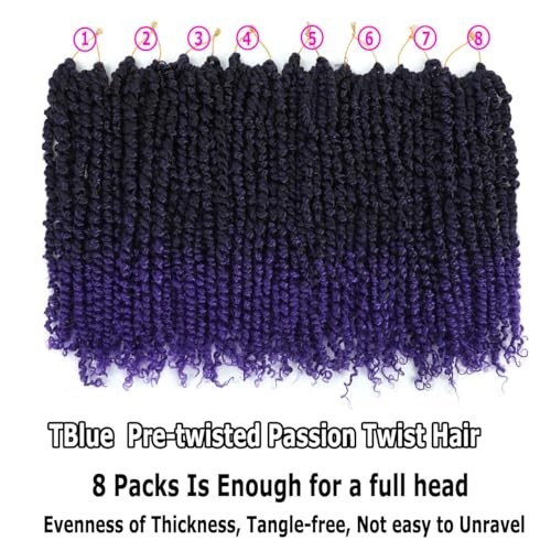 14 Inch 8 Packs Purple Pre-twisted Passion Twist 14 Inch (Pack of 8) TPurple