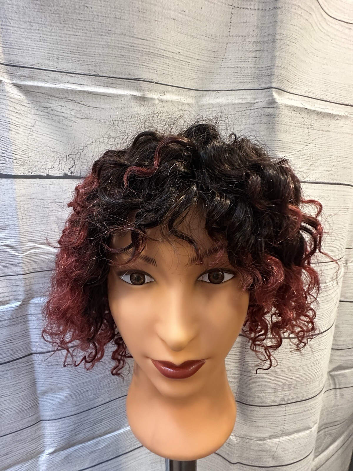 1B/burgundy Curly Synthetic Wig