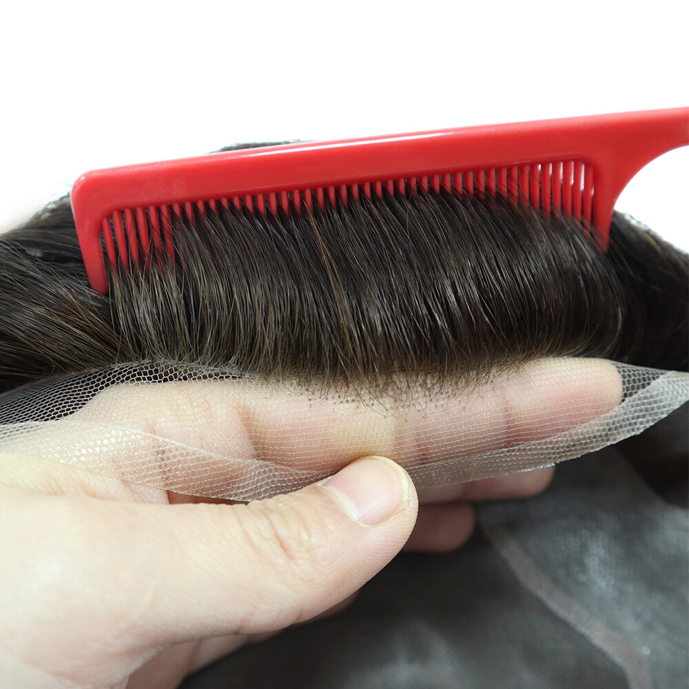 Mens Toupee Mono Lace Front Hair Replacement System Hairpiece Economy Shipping