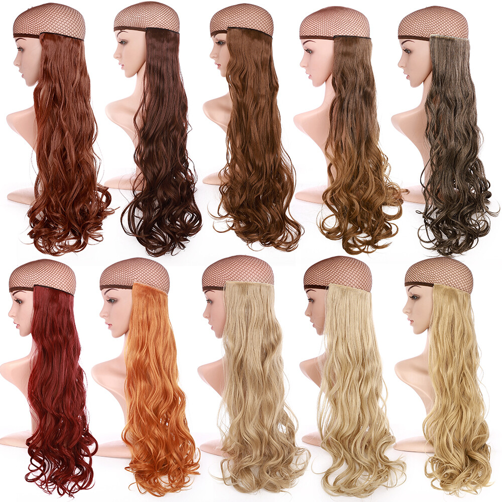 One Piece Hair Clip-in Hair Extensions Wavy Curly Straight Fake 5 clips Hair US