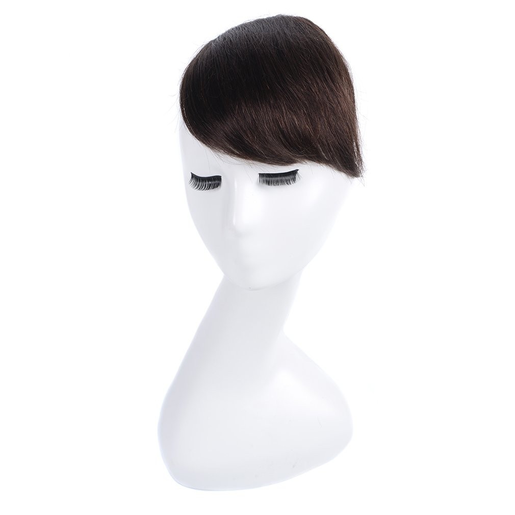 8″ Invisible Side-Swept Hair Bangs Clip In Topper 100% Human Hair Extension