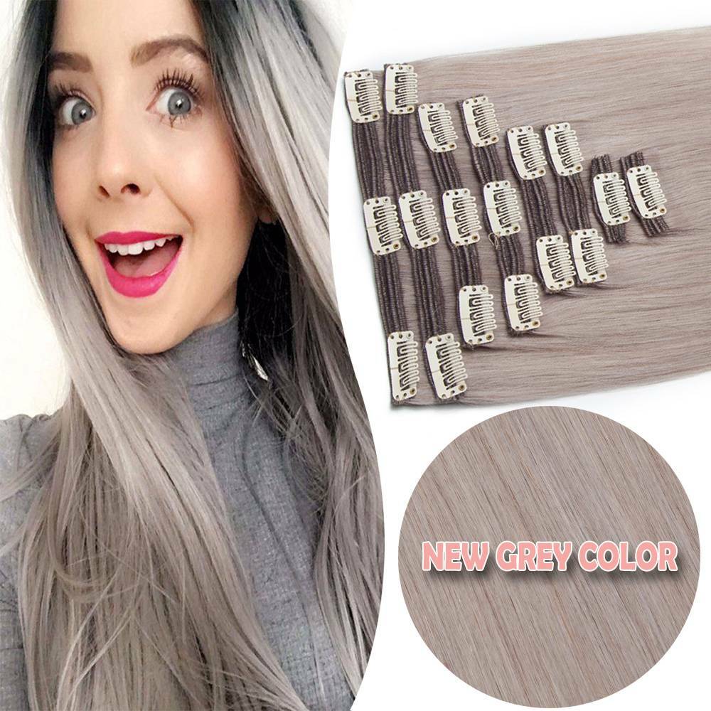 Brazilian Thick Clip In Double Weft Full Head 100% Human Hair Extensions Remy US