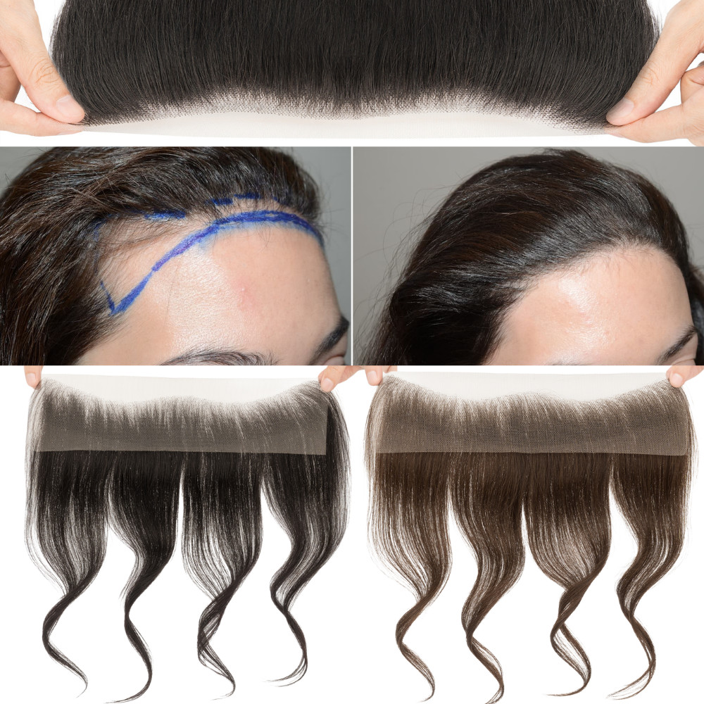 Full Lace Cover-up Front Hairline Hairpiece Remy Human Hair Patch Topper Toupee