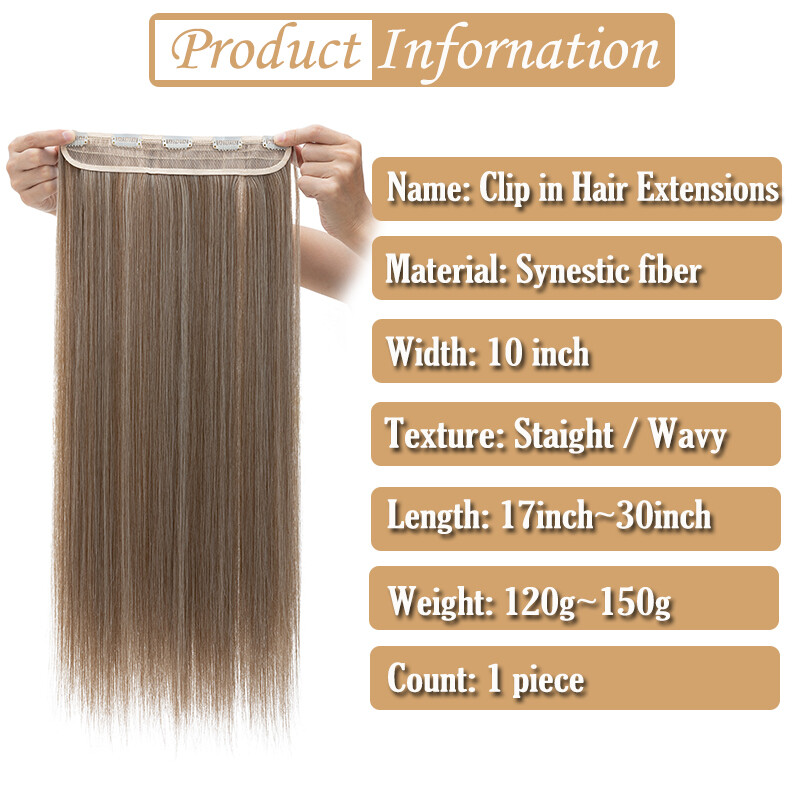 Clip In Hair Extensions 17″~30″ Synthetic Thick Half Head 1pcs Like Real Hair US