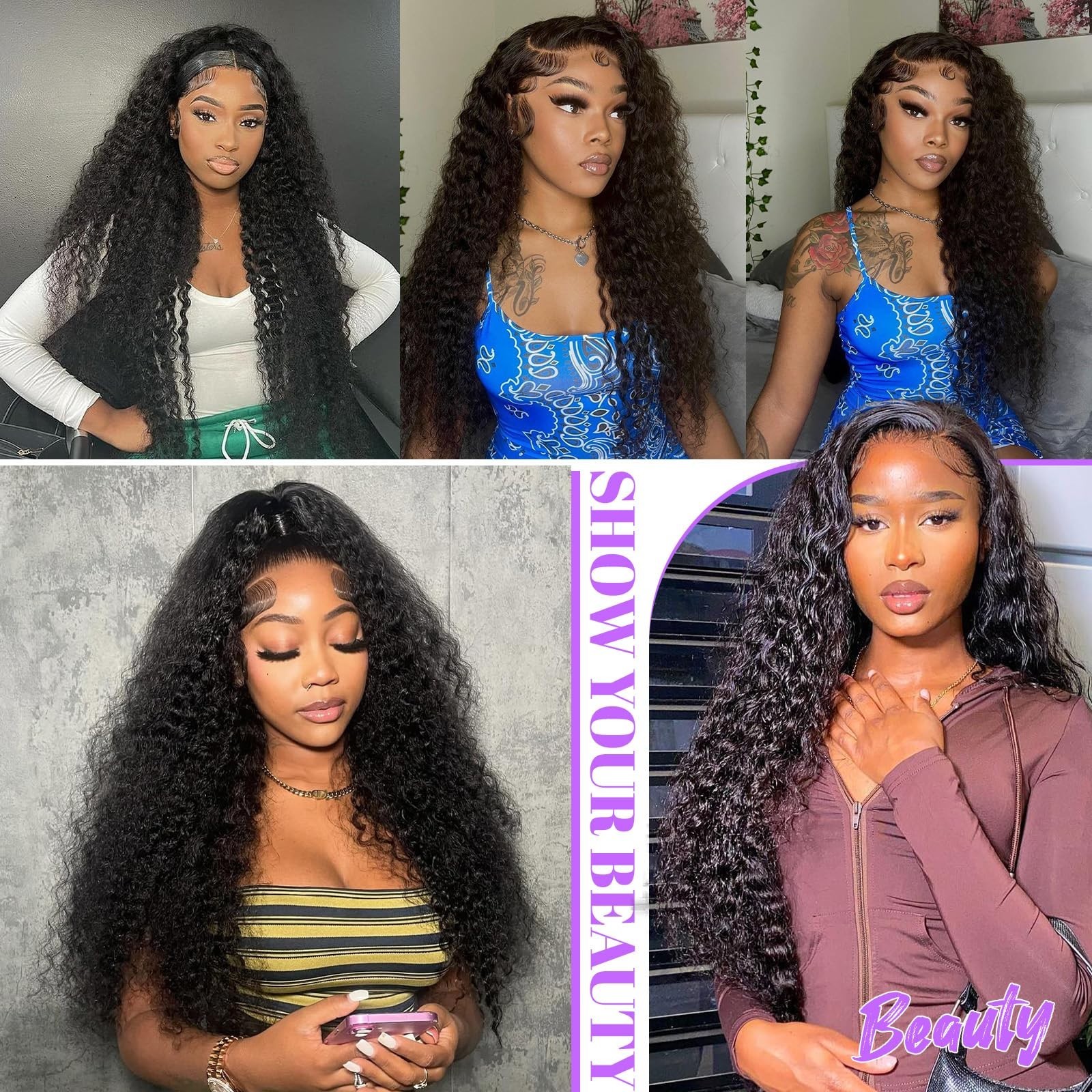 30″ Deep Wave Lace Front Wig – 13×6 HD Curly Human Hair, Pre-Plucked, Baby Hair