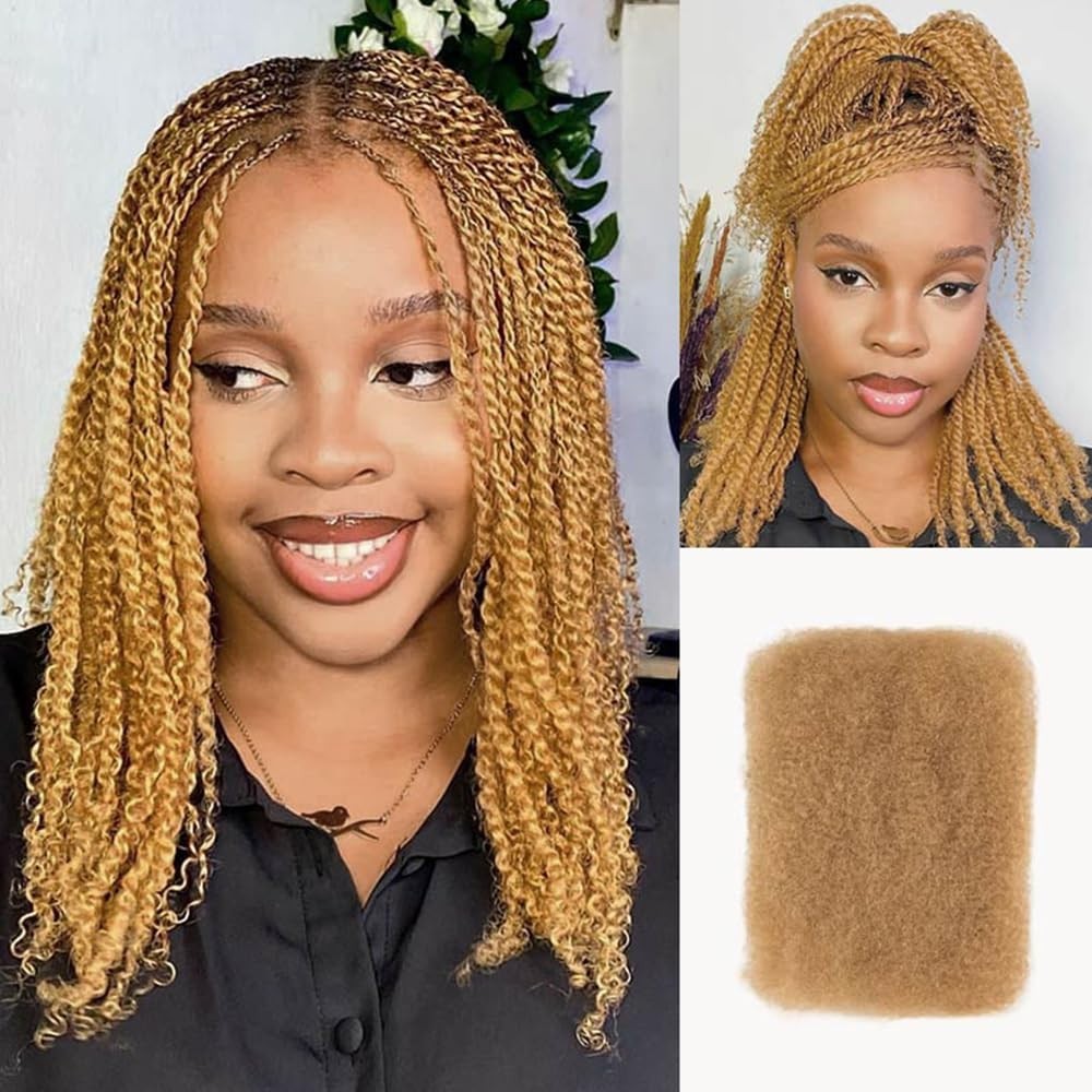 Soft Afro Kinky Human Hair Bulk for Dreadlock Extensions – Honey Blonde Style