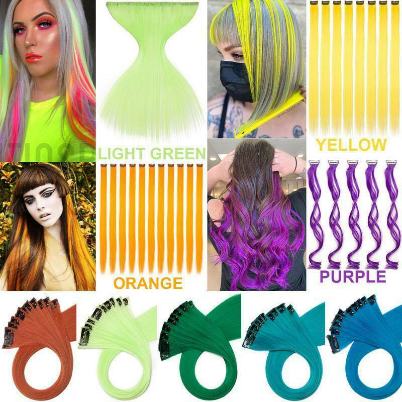 Good Hair Extensions Straight Synthetic Colored Chips In Cosplay Party Gift Hair
