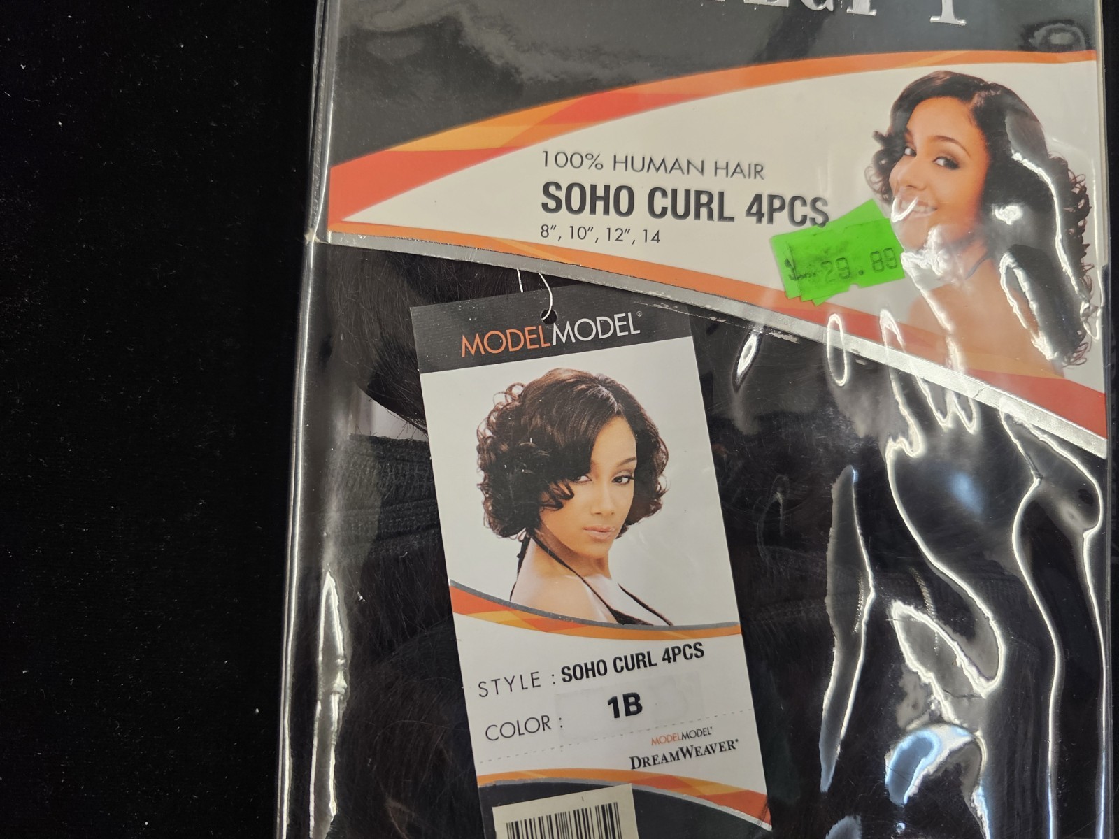 Lot Of 2 Dreamweaver 100% Human Hair – SOHO CURL 4pcs- Color 1B /MODEL MODEL