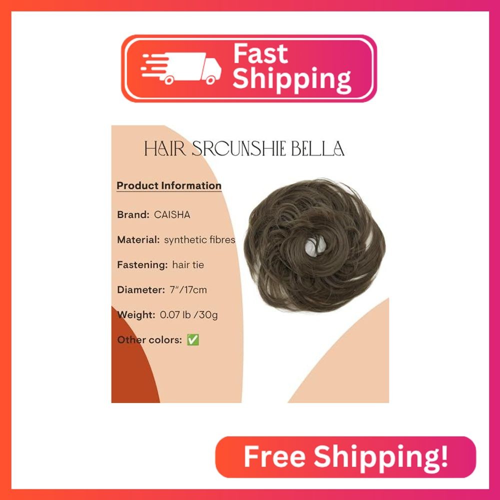CAISHA Synthetic Fiber Hairpiece Scrunchie Scrunchy Updo Slightly Wavy Ash Brown