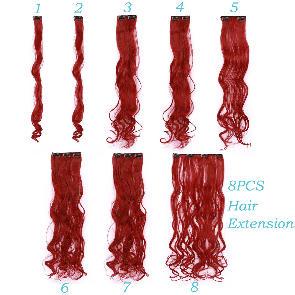Thick 8Pcs 18Clips Clip in Full Head Hair Extensions Curly Straight For Woman US