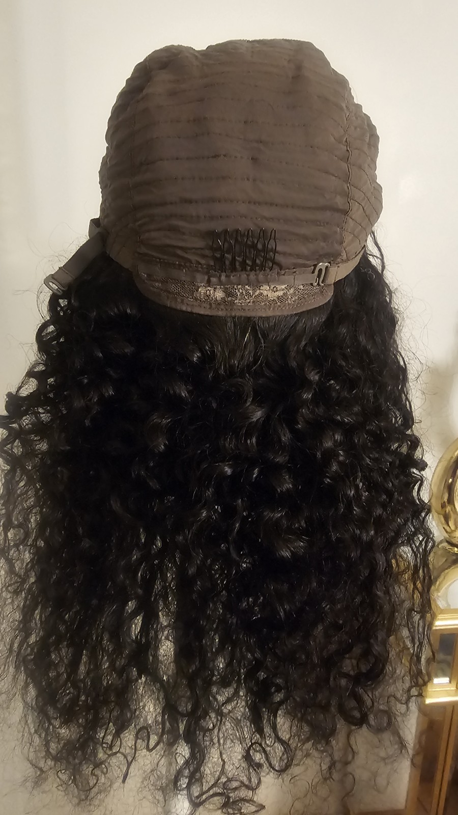 High Quality 26″ black #1B waterwave 100% Virgin Human Hair Lace front Wig. 4×4