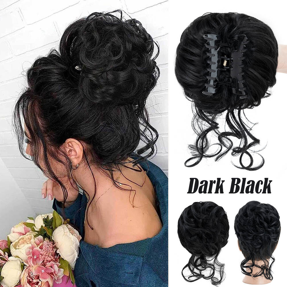 Large Thick Messy Bun Scrunchie Updo False Cover Curly Hair Extensions Hairpiece