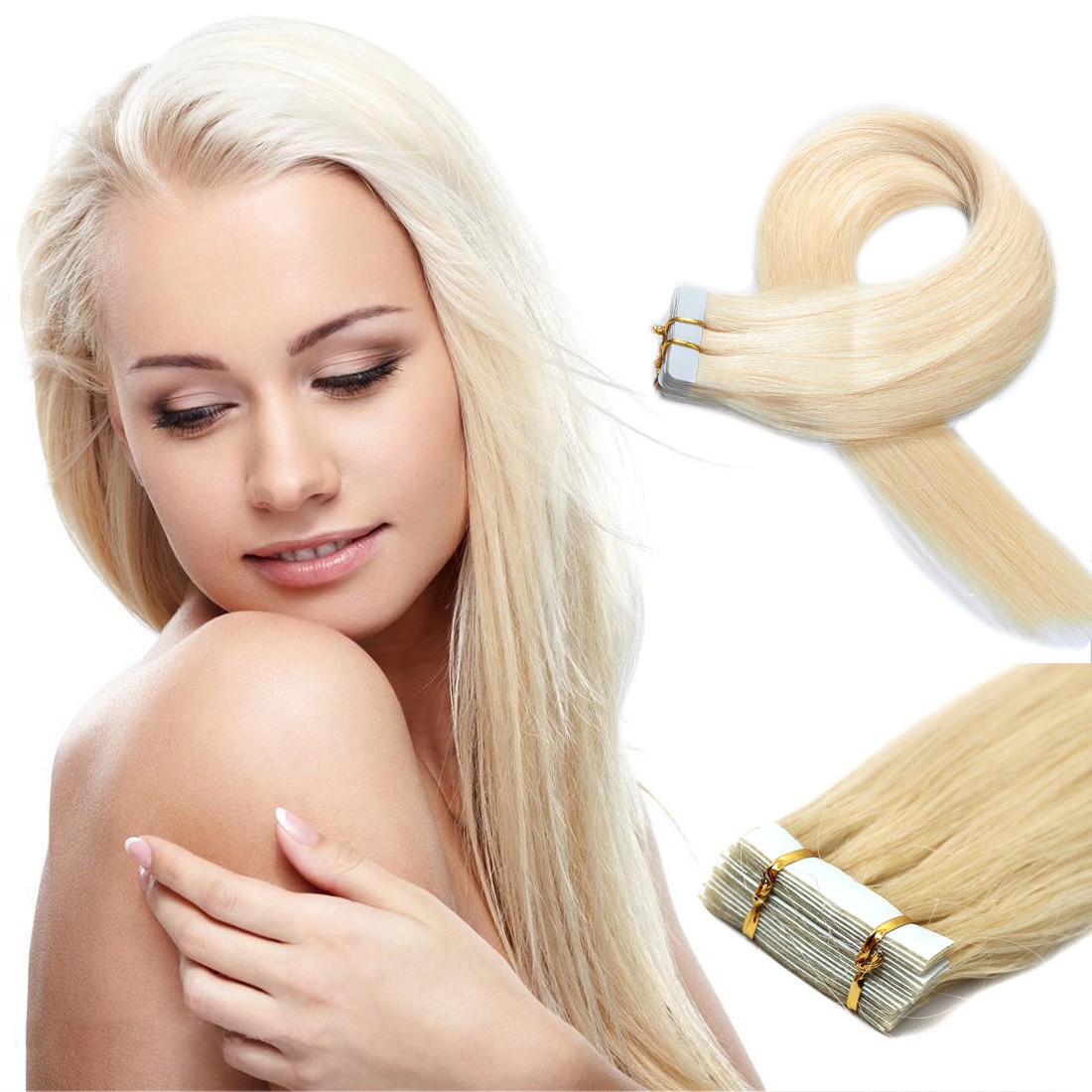 Tape in Remy Human Hair Extensions Invisible Skin Wefts Remy Hair Fashion Colors