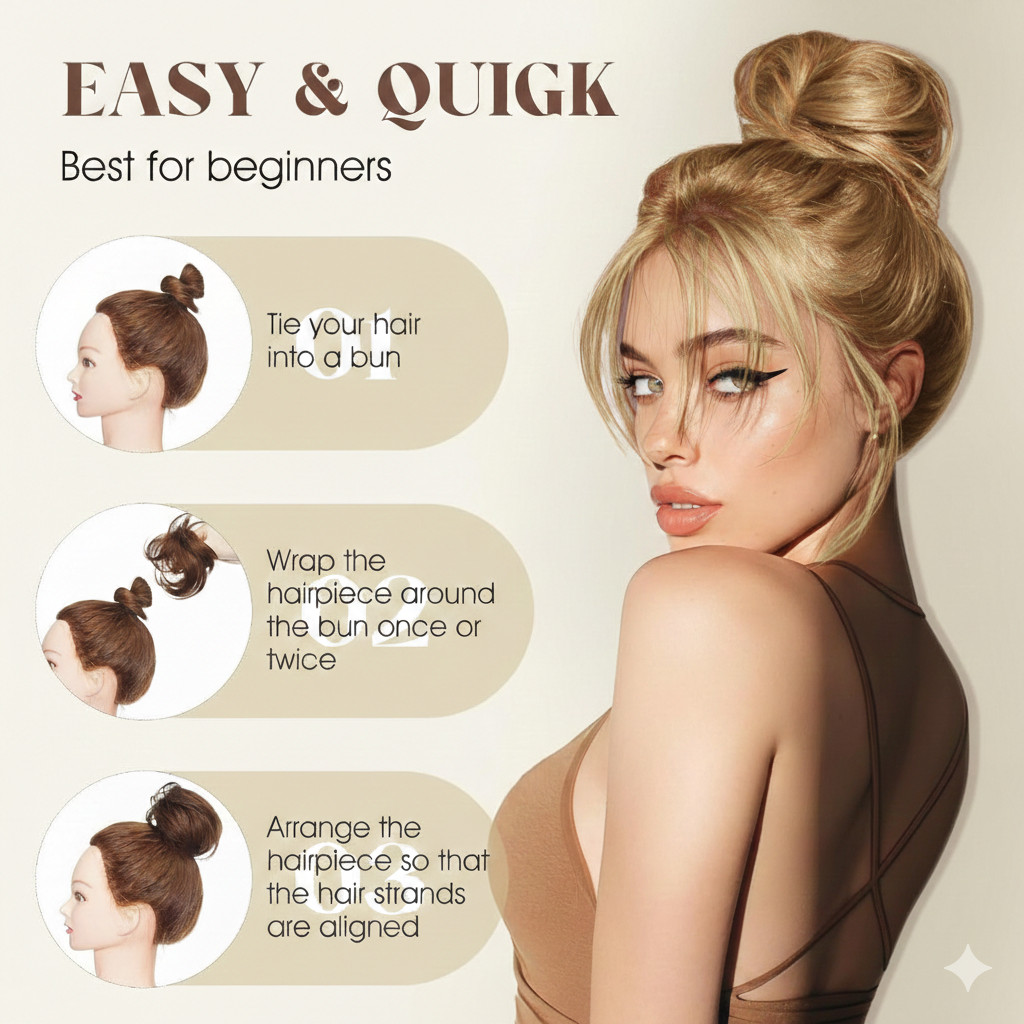 Messy Bun Hair Piece Strawberry Blonde 27 30 mix elastic wavy scrunchie chignon