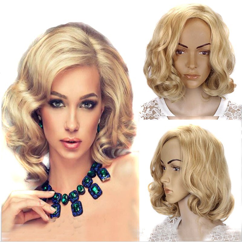 1 Set Fashion Hair Wigs Lace Closure Wig Curly wavy Long Blond For Women Ladies