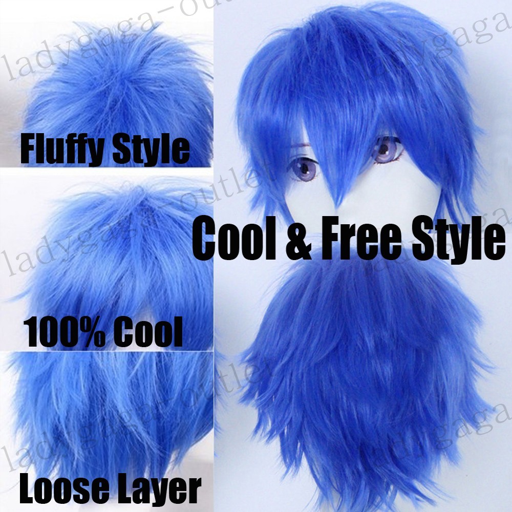 Cool Short Anime Cosplay Party Wig Fluffy Straight Full Hair Wig Women Men Boy A