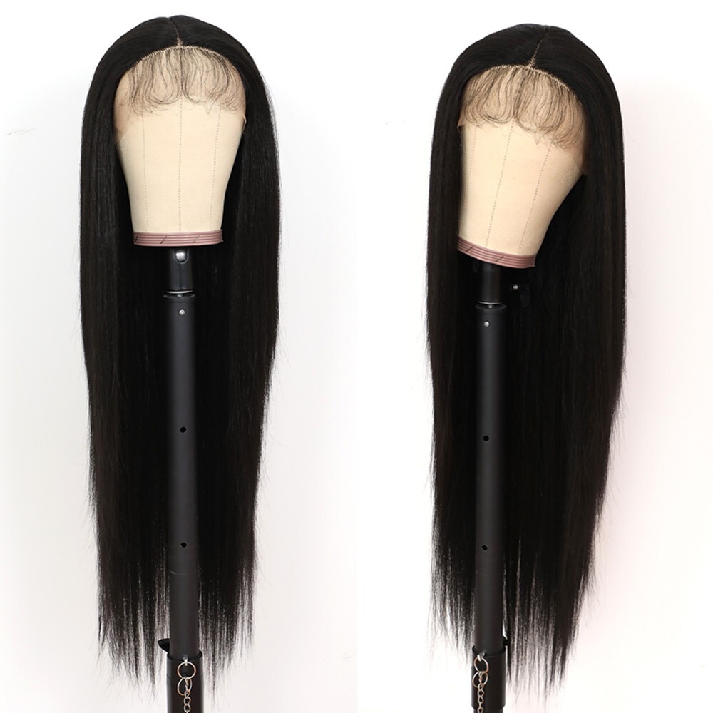 30″ Natural Synthetic Lace Front Wigs Black Long Straight Hair Heat Resistant US