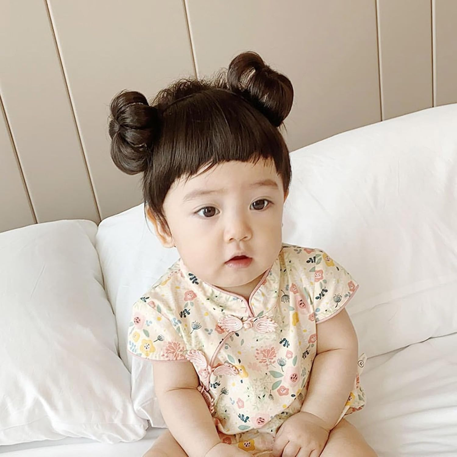Baby Girls Wig Headwear Children’S Hairband Bun Wig Hairpiece Short Curly Hair A