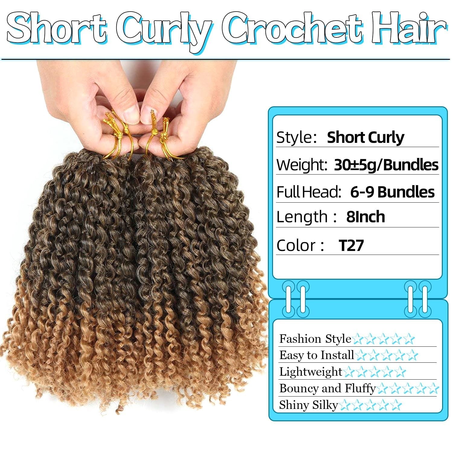 8 Inch Short Passion Twist Hair 6 Bundles Marlybob Crochet Hair Kinky Curly C…