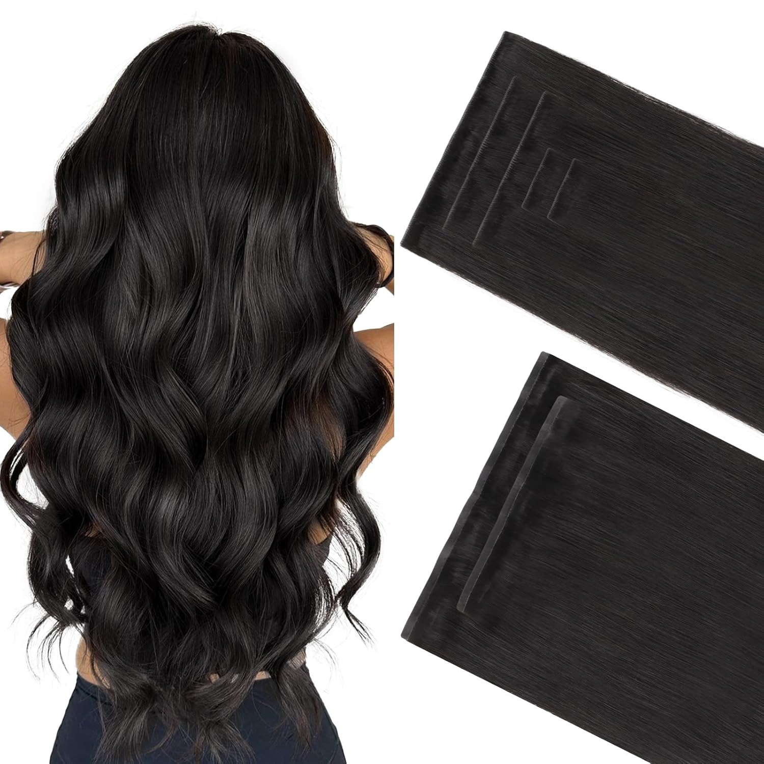 Invisi Edge Clip in Hair Extensions Set, 16Inch 130G, 5Pcs Injected Seamless PU