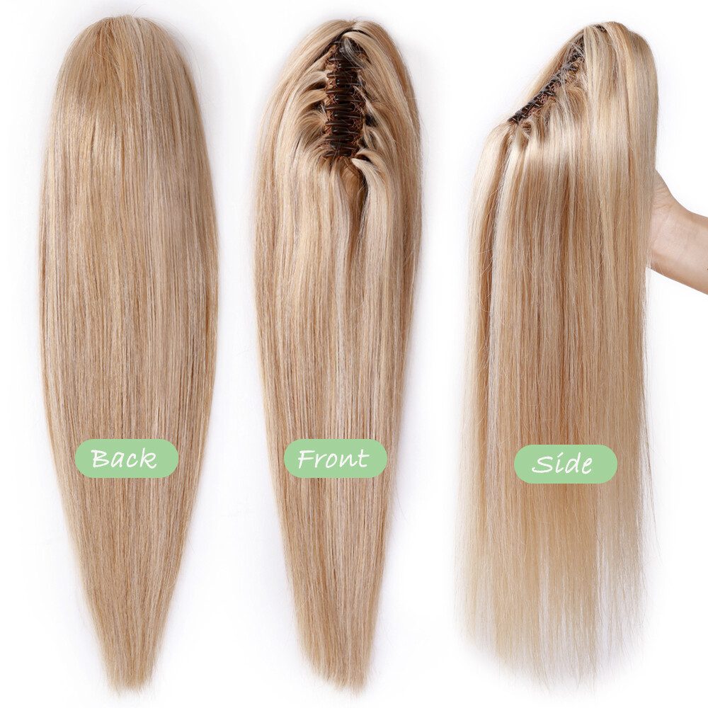 8A Invisible Wrap Around Ponytail Clip In Remy 100% Human Hair Extensions Curly