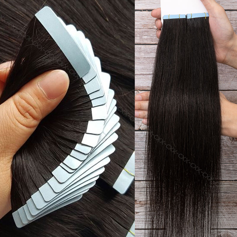 Thick 10/20pcs Tape In Remy Human Hair Extensions Skin Weft FULL HEAD BLONDE USA
