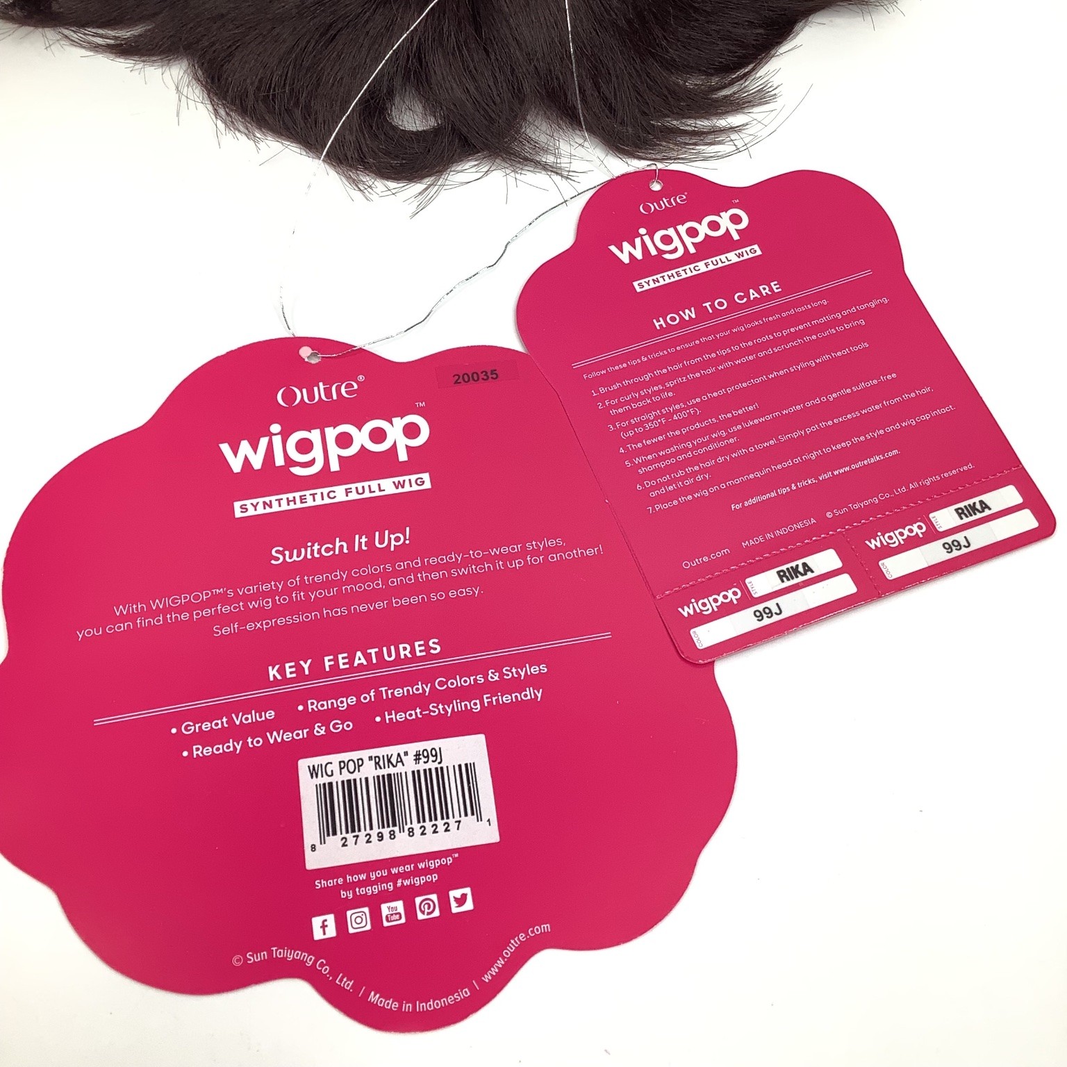 Outre wigpop RIKA Synthetic Full Wig 99J Heat Resistant Short Hair