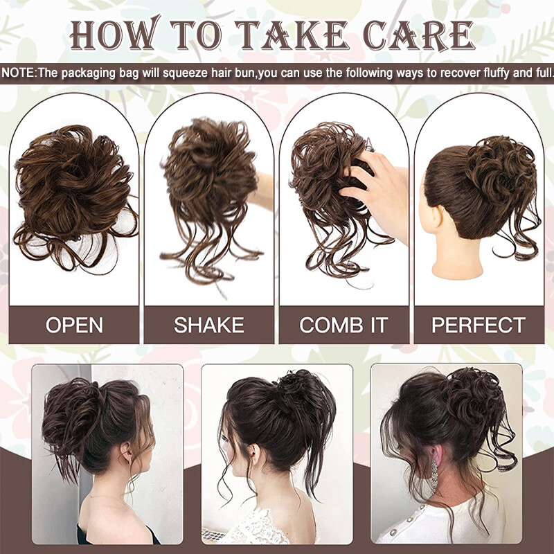 Thick Messy Bun Scrunchie Updo False Cover Curly Claw Clip Hair Extensions Women