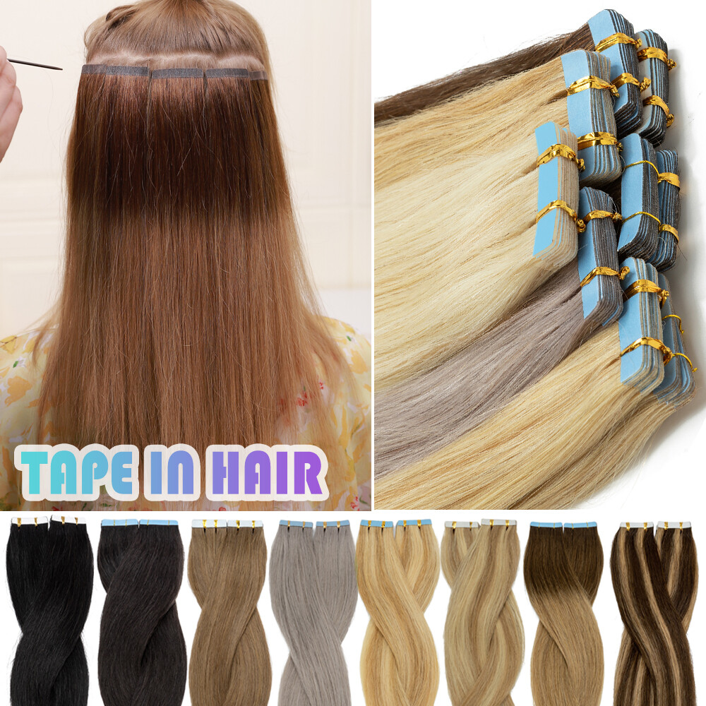 150g Seamless Tape In Skin Weft 100% Remy Human Hair Extensions Women Clearance