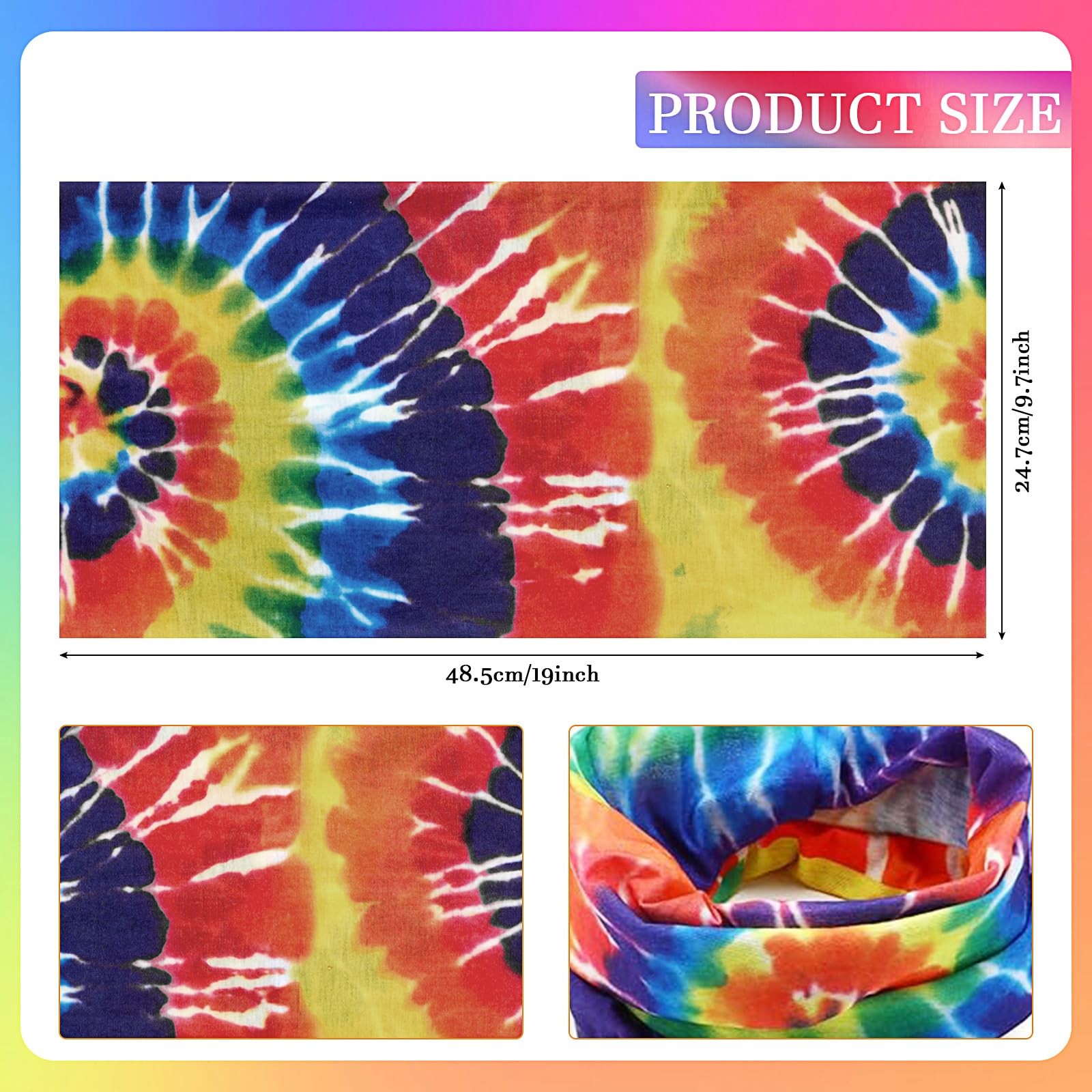 9 Pcs Hippie Costume Accessories Set, Bandana Peace Sign Earrings Necklace Gl…