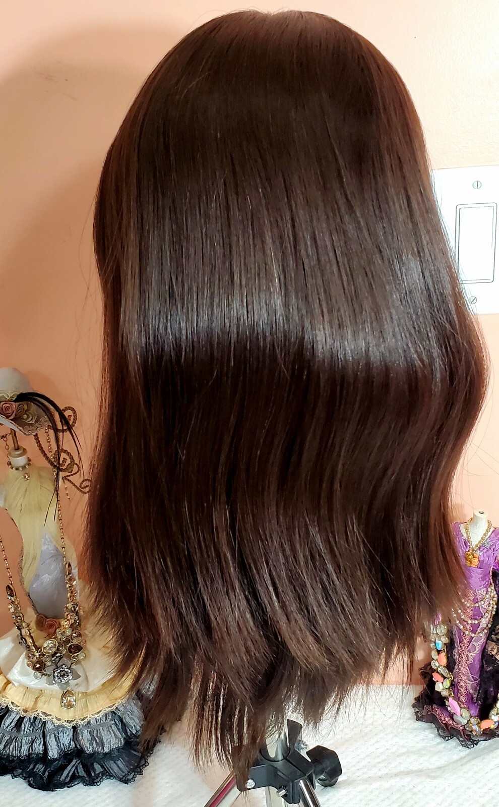 New 100% Virgin European Human Hair Wig | 18” Dark Brown | Skin Top