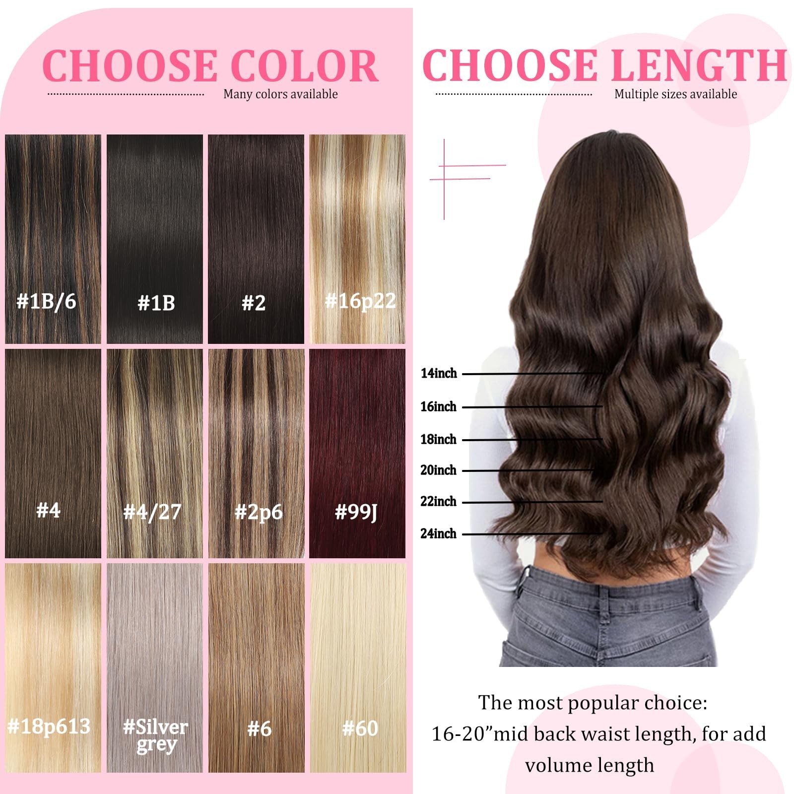 Seamless Clip-In Hair Extensions, 24″ Real Human Hair, Balayage Chocolate Brown