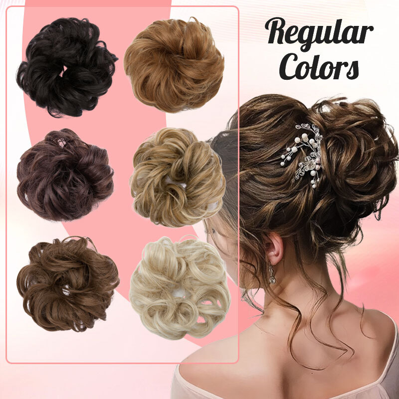 Thin Curly Bun Hair Piece Scrunchie Updo 100% Natural Synthetic Hair Extension