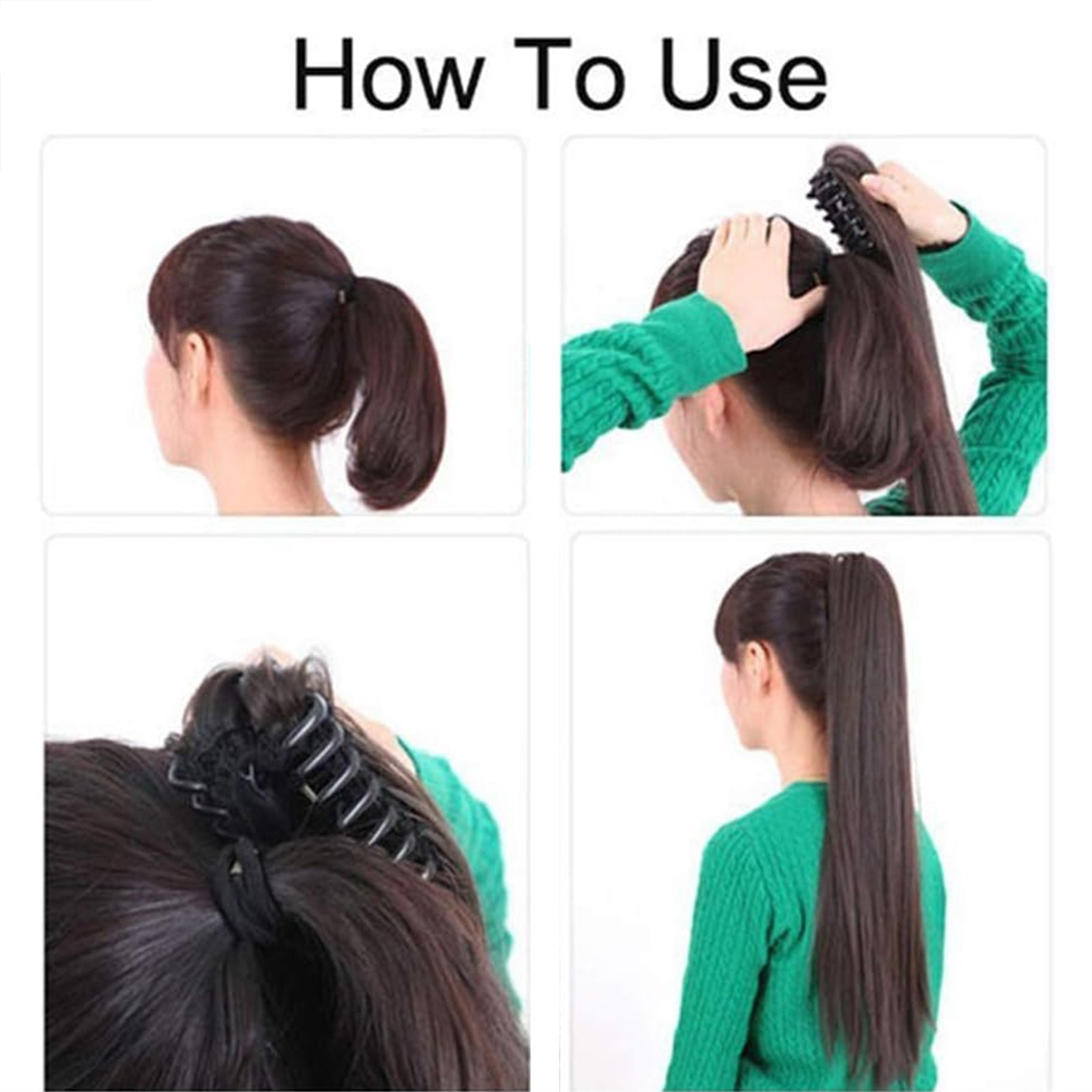 Claw Clip Hair Extensions Ponytail Long Wavy Natural Looking Synthetic Hairpiece